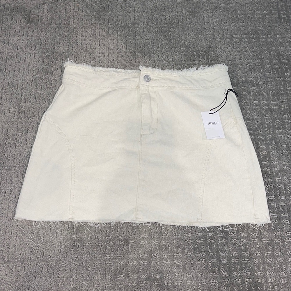 Cream Jean High Waisted Skirt